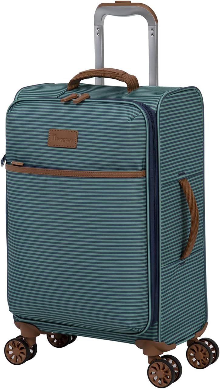 it luggage Beach Stripes 22" Softside Carry-on 8 Wheel Spinner, Teal, 22", It Luggage Beach Stripes 22" Softside Carry-on 8 Wheel Spinner