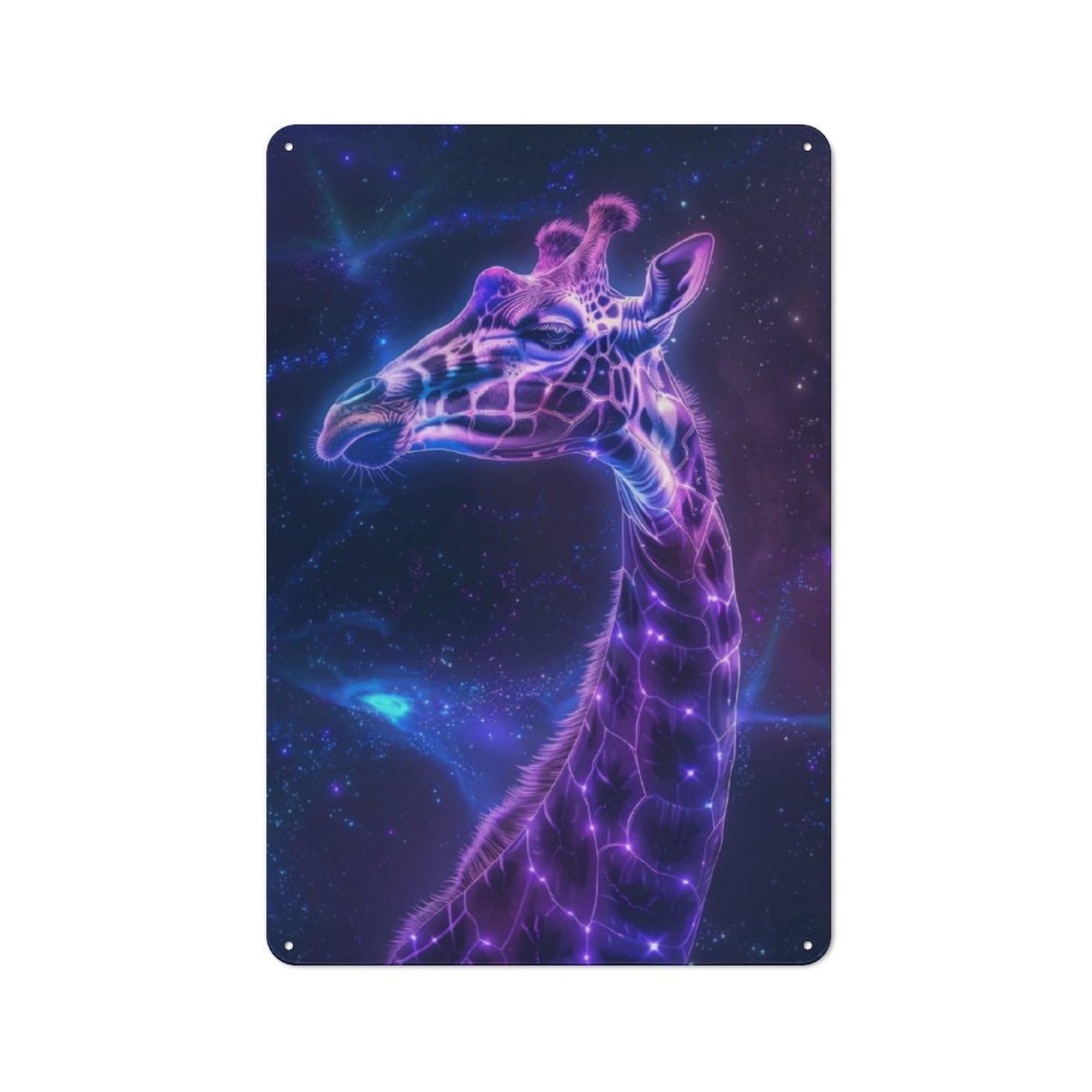 Junmoney Giraffe Space Animal Rustic Metal Sign 30X20cm Featuring For Hallway Wall, For Collectors Decorating Hallways And Entrance Areas