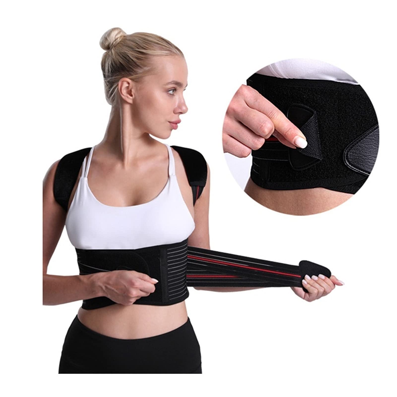 DSMYYXGS Corrector De Postura Mujeres Soporte para La Columna Vertebral Y La Espalda Que Proporciona Alivio del Dolor para El Cuello La Espalda Los Hombros Negro Ajustable