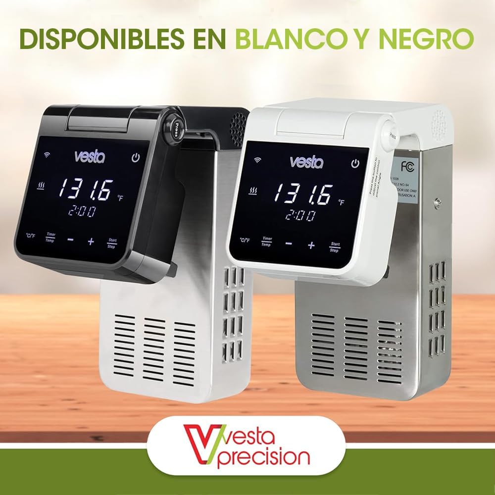 Vesta Precision Termocirculador Cocina Baja Temperatura SV81 Imersa Elite 1500W con Aplicacin de Control Wi-Fi | Inmersin a Prueba de Agua IPX7 | Temperatura de Trabajo 20C - 95 C (Blanco)