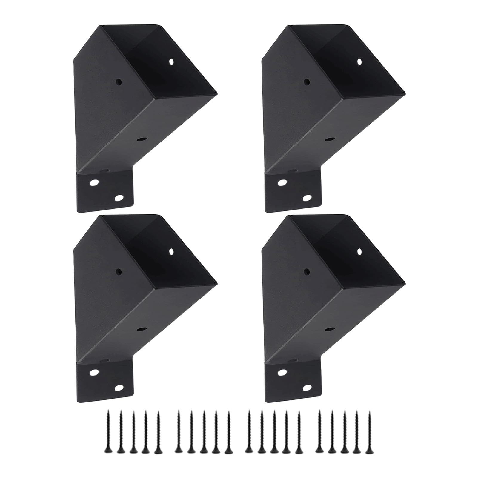 Kit de Soportes para Pérgola Conector de Soporte Angular de Carga Pesada | Juego de Montaje para Poste de Madera de Cenador de 4 Piezas para Jardín Exterior, Patio, Terraza, Cerca, Cubierta, Techo