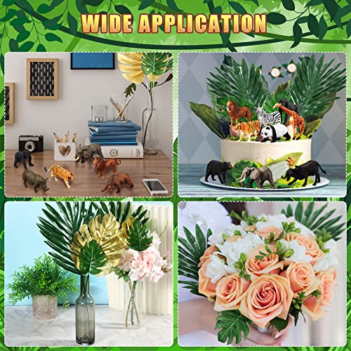 18 Pcs Jungle Cake Toppers 12 Pcs Animals And 6 Pcs Palm Cake Toppers Party Decorations Favors For People Over 15 Years Old #TOP2