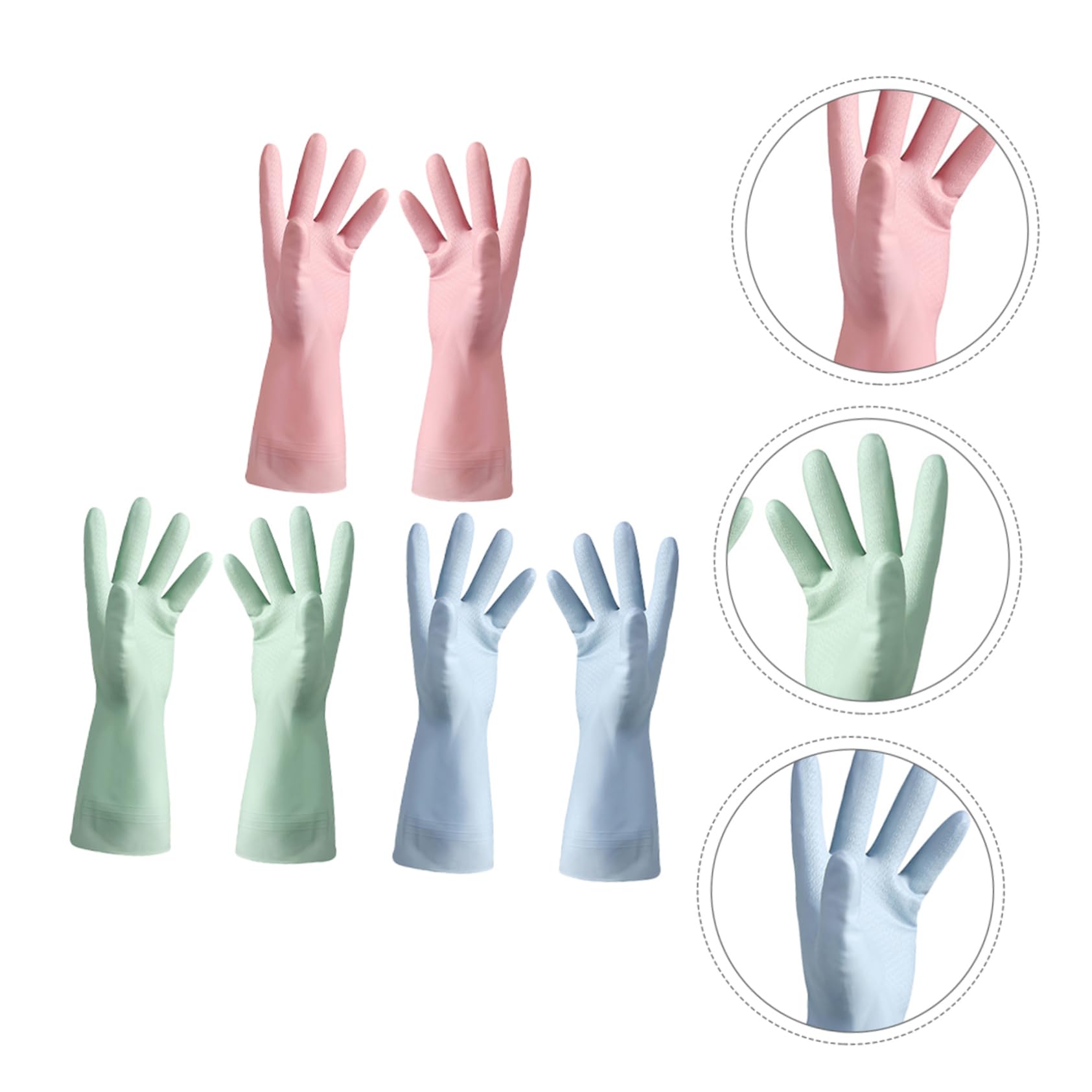 Toyvian 6paia Guanti Riutilizzabili in PVC Impermeabili Pervare i Piatti Guanti da Cucina Antiscivolo per Pulizia del Bagno del Bucato Lavori Domestici