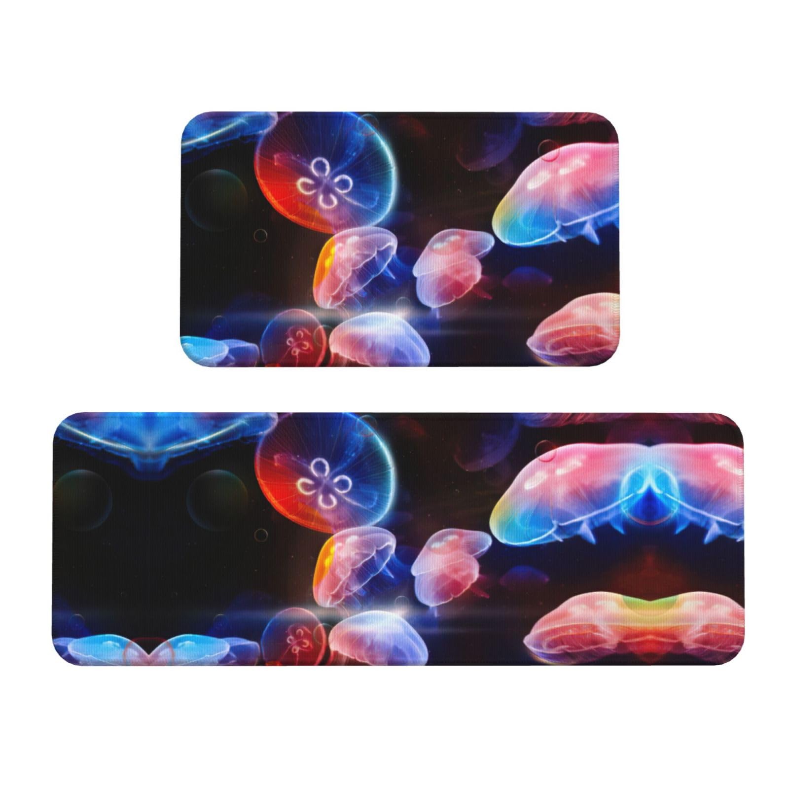 Tapis de cuisine coloré design méduses pour décorer le sol du bureau