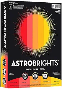 Neenah Astrobrights Color Paper 8.5x11, 24 lb, Warm 5-Color Assortment, 500 sheets