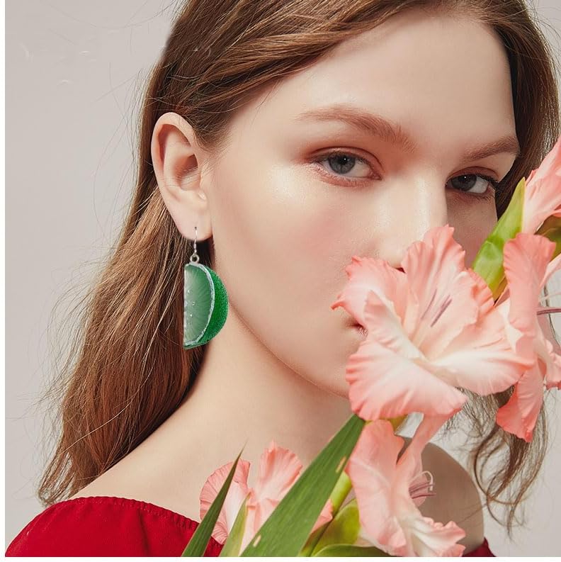 coadipress 3D Lemon Earrings for Women Fruit Earrings Lime Green Slice Realistic Citrus Lightweight Fruit Earrings Cute Tangerine Lemon Pendant Earrings Jewelry Gifts - Image 3