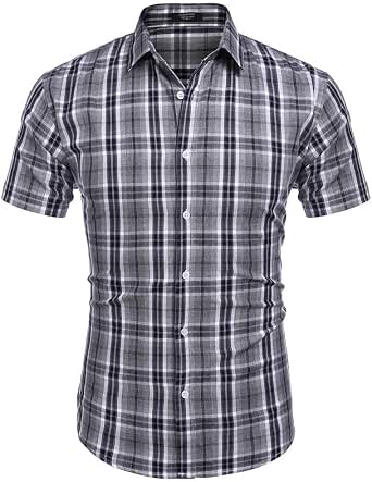 Chemise Homme Manches Courtes COOFANDY - Col Cubain, Décontractée, Pour L'été Et La Plage