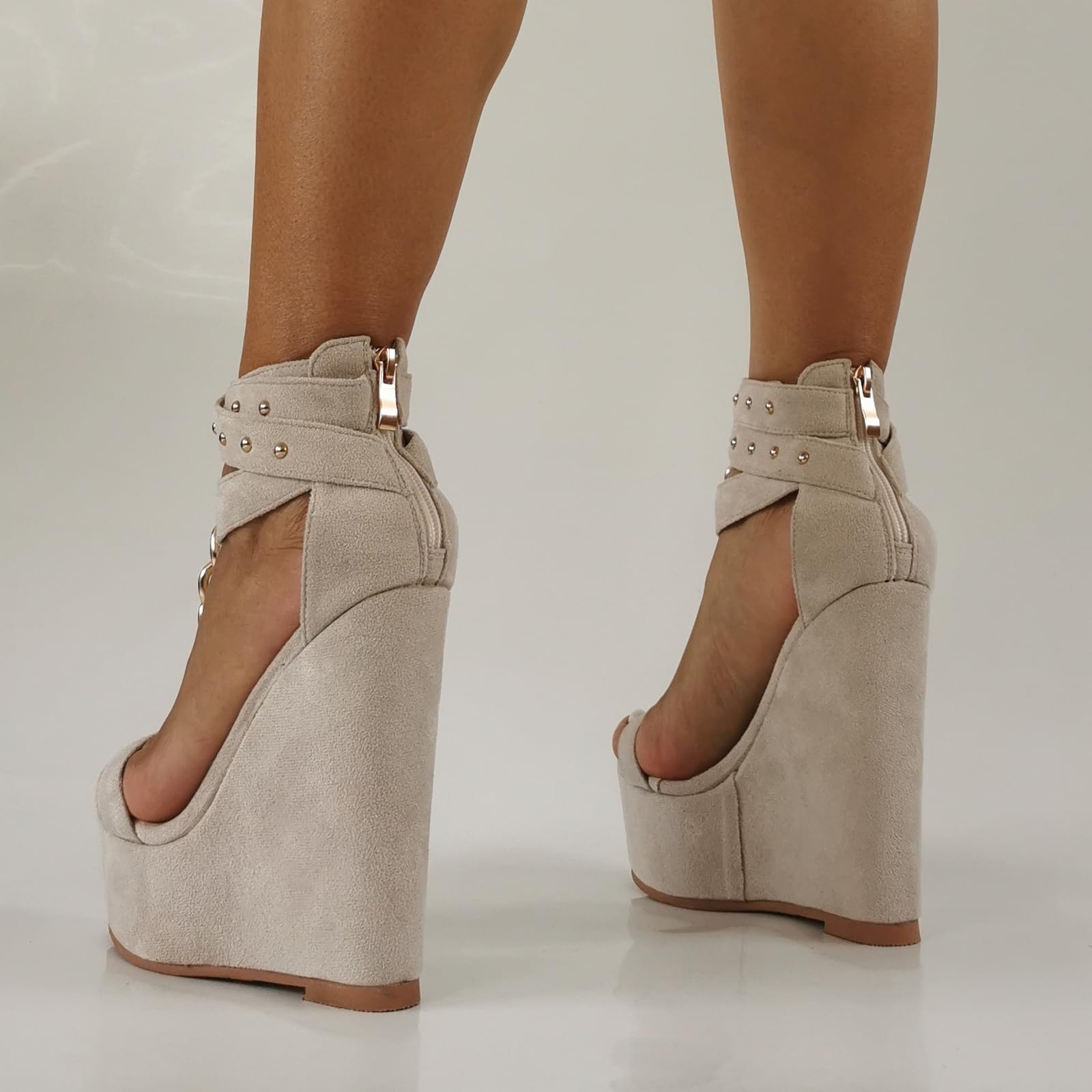 Sandales compensées pour Femme | Talons Hauts Plateforme de 15 cm | Chaussures Unisexes à Bout Ouvert pour discothèques, Mariages et fêtes sur la Plage,Blanc,39