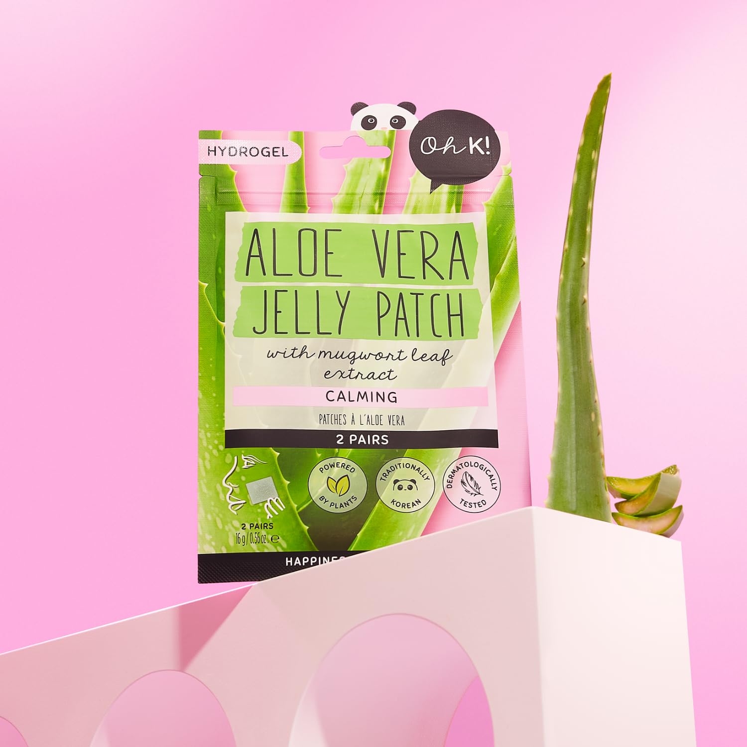 Oh K! Calming Aloe Vera Jelly Face and Body Patches, Multi-Use, with Mugwort Leaf Extract, K Beauty, Biodegradable - Image 4