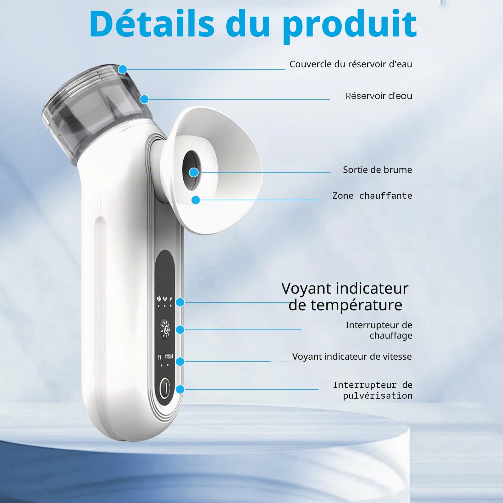 Vaporisateur à vapeur pour les yeux secs, nano-brume chauffante avec modes de compression chaude et froide, machine de thérapie à la vapeur portable pour soulager les yeux du visage pour hydrater et