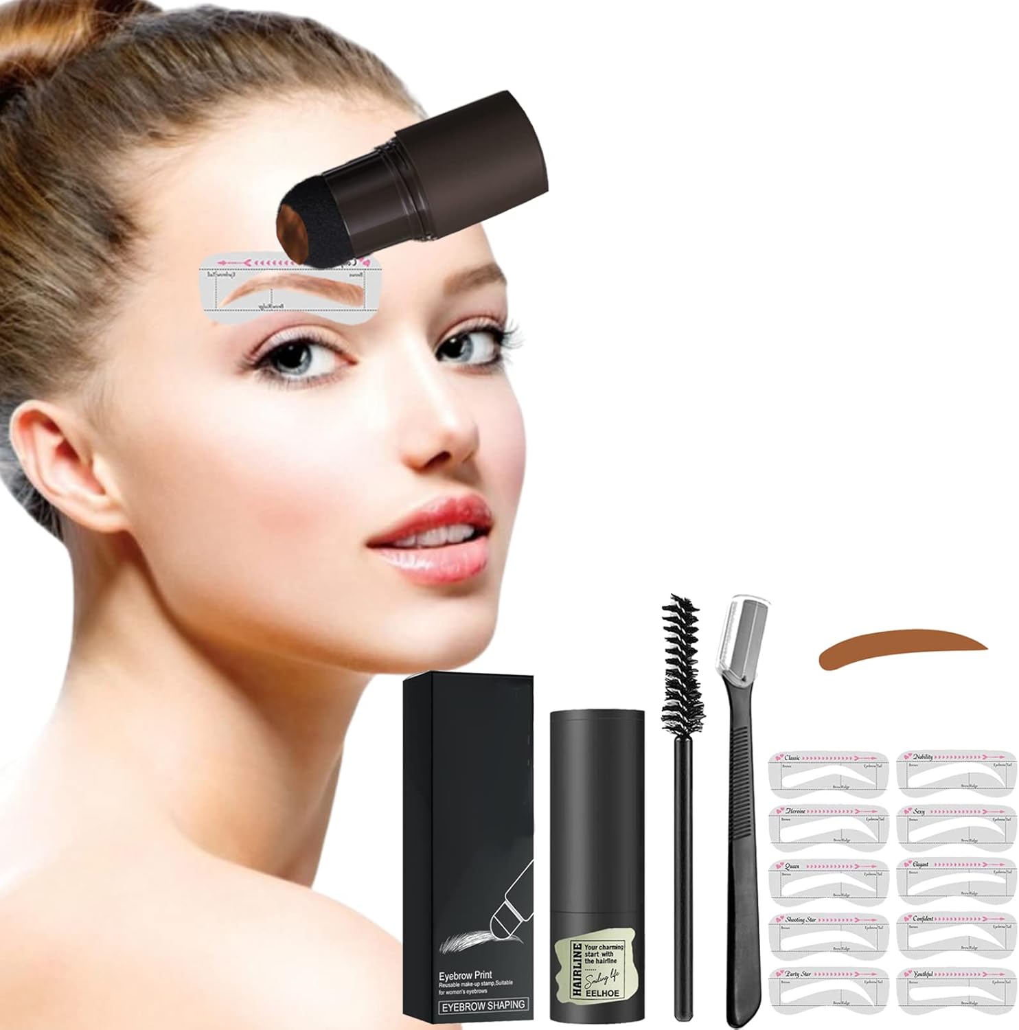 Eyebrow Stamp and Eyebrow Stencil Kit 1 Step Eyebrow Stamp and