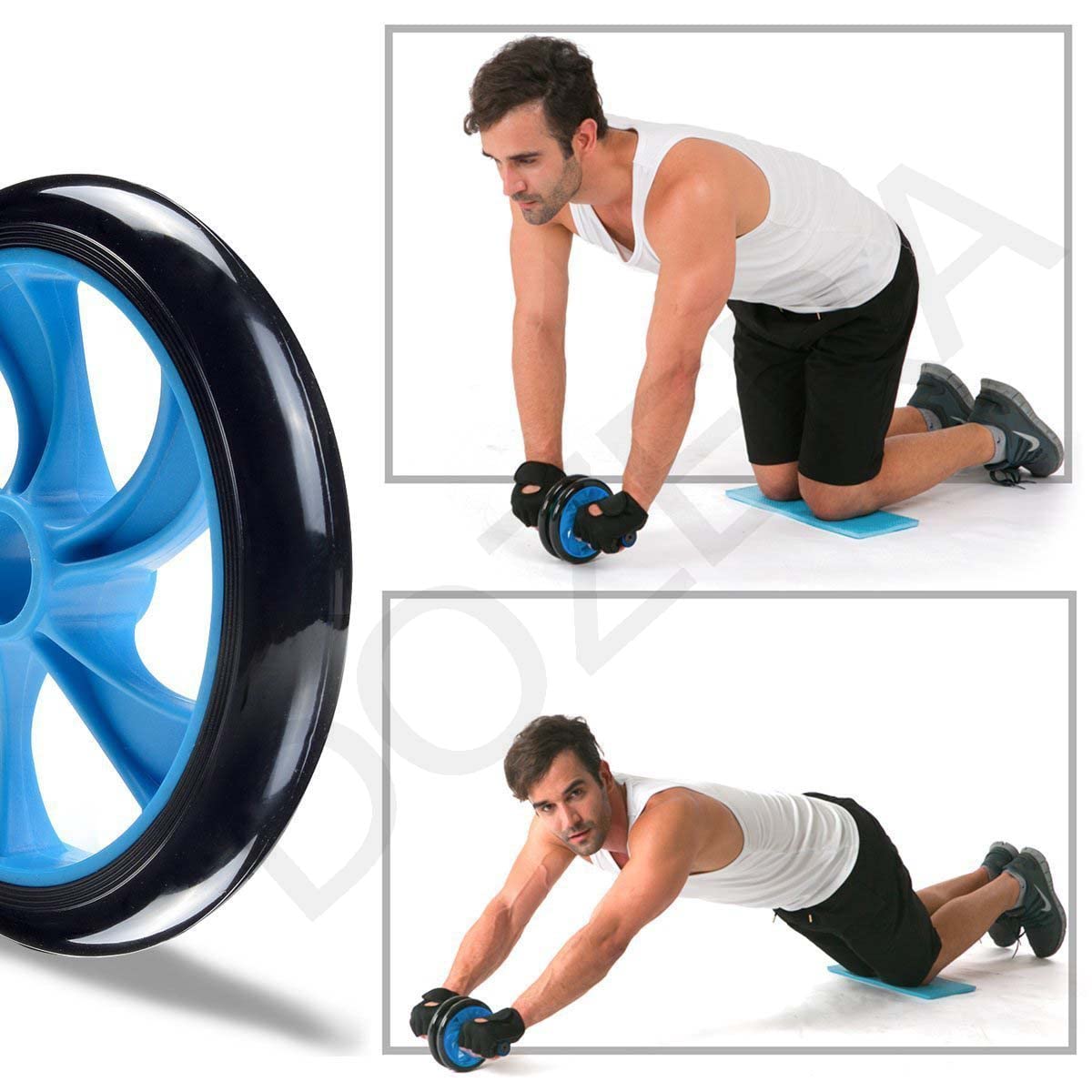 DOZERA Anti Skid Double Wheel Total Body AB Roller for Abdominal Stomach ab excersice Equipment with Knee Mat, Exercise Wheels for Home Gym Fitness Equipment. 2