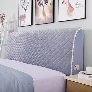 Rozciągliwa narzuta na zagłówek łóżka, aksamitna pogrubiona diamentowa krata wezgłowie narzuta przeciwpyłowa ochrona do drewna/rattanu/tapicerowany/metalowy wezgłowie Queen size (W60 cali/1,5 m)