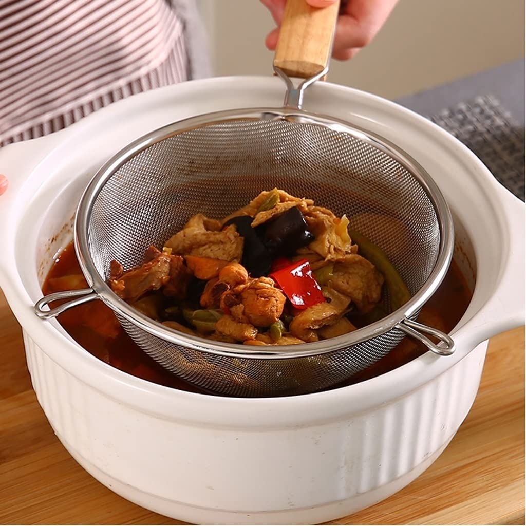 Skimmer de cocina Colador de malla fina Colador de alimentos Cuchara de comida Colador de cuchara grande Coladores de malla fina de acero inoxidable (Size : S)