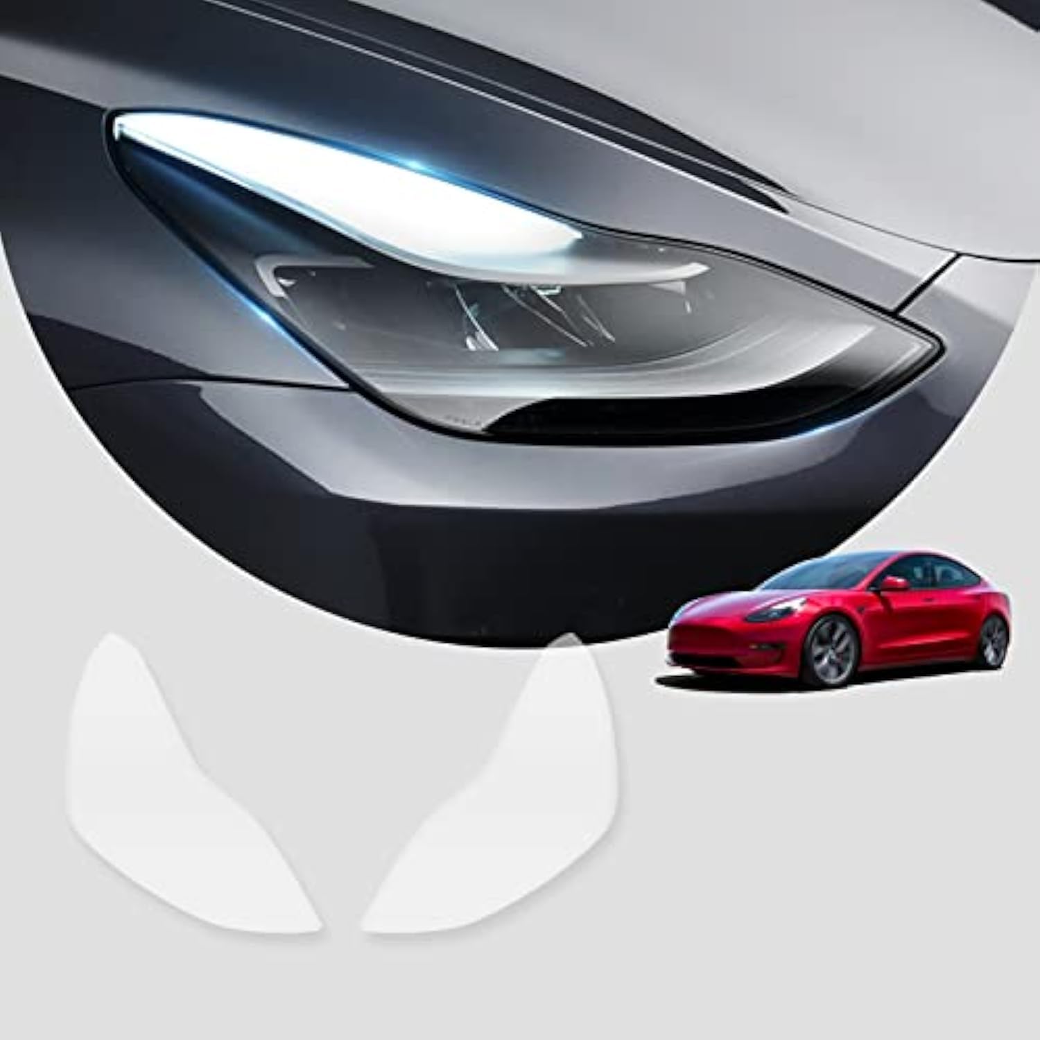 KKTR-CAR Front Headlights Clear Protection Film (PPF) Compatible with Tesla,8 Mil Thick Headlamp Overlays Protective Film Model 3(2017-2023),Model y (2019-2025), (model 3/y ppf clear film)