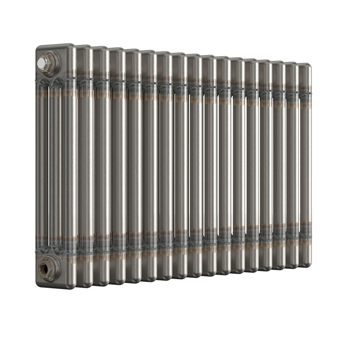Lux Heat Bare Metal Lacquer Horizontal 3 Column Traditional Radiator 500mm (H) x 785mm (W)