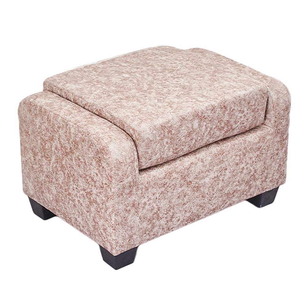 Pouf avec dossier souple repose-pieds en lin kaki 50 x 40,5 x 35 cm
