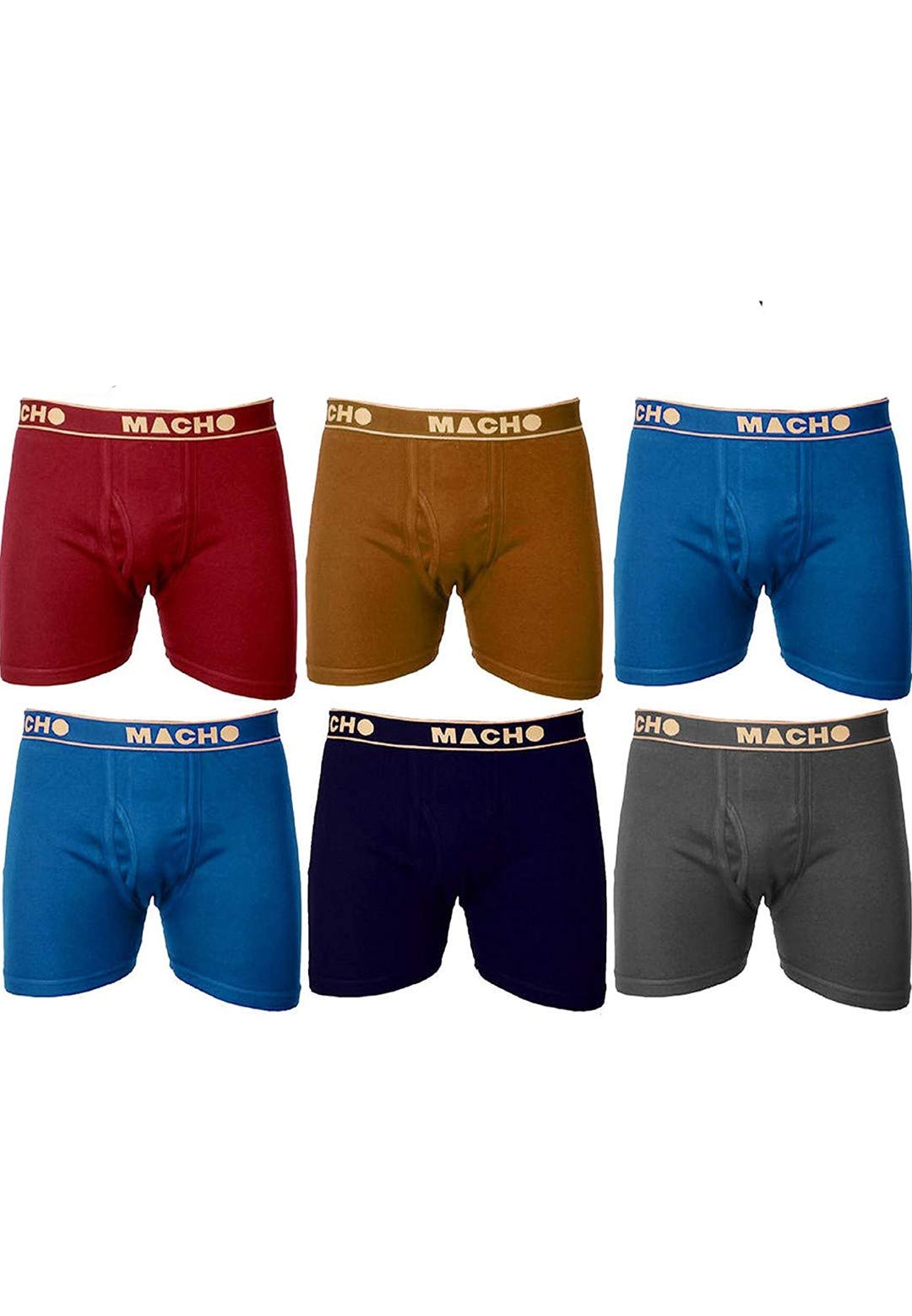 Macho Men's Long Cotton Fine Trunk Pack of 5 (Multi Color) (Macho)