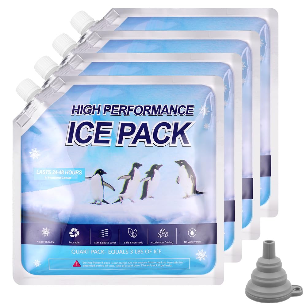 flintronic 4 Pack Ice Packs, High-Performance Cooling Ice Bag, Long lasting Reusable Ice Boards, Reusable for Camping Picnic
