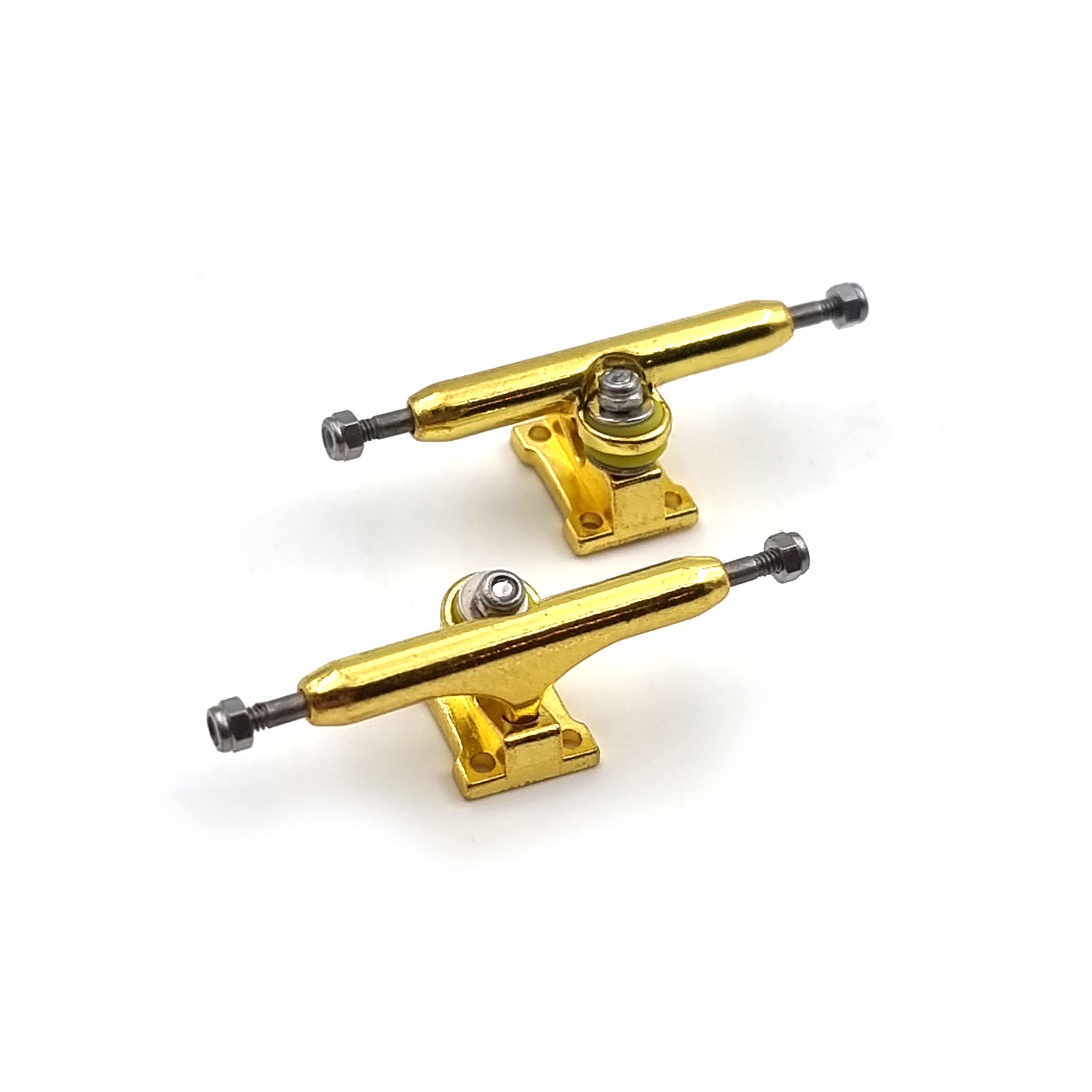 SPITBOARDS 32 mm Fingerboard Pro Trucks by, Real Lock Nuts, Single Axis, Kingpins, Rubber O-Ring Urethane Bushings, Optimised Hanger, Width 32 mm for Fingerboard Tuning & Assembling (Gold)