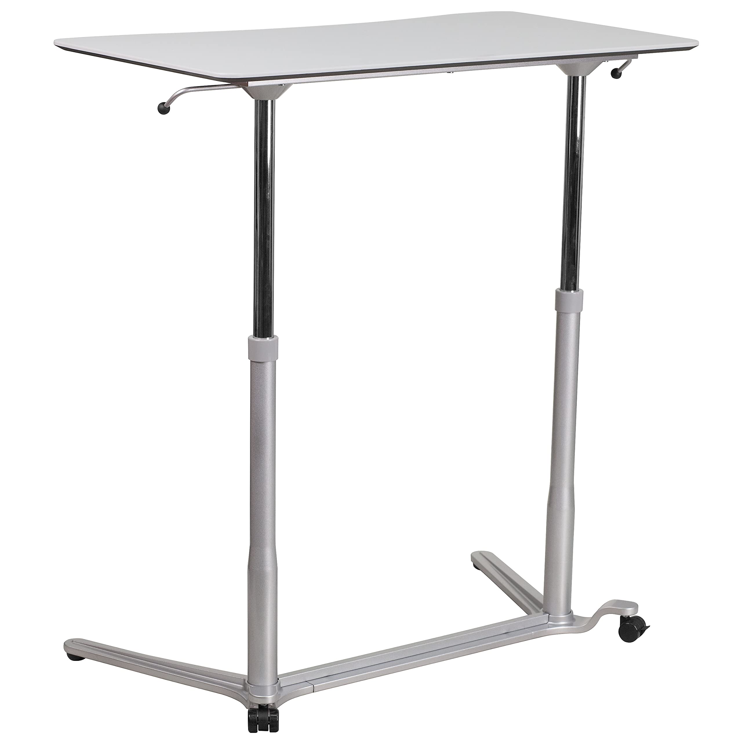 Flash Furniture Sit - Escritorio ergonómico para computadora, Metal, Gris Claro, Juego de 1