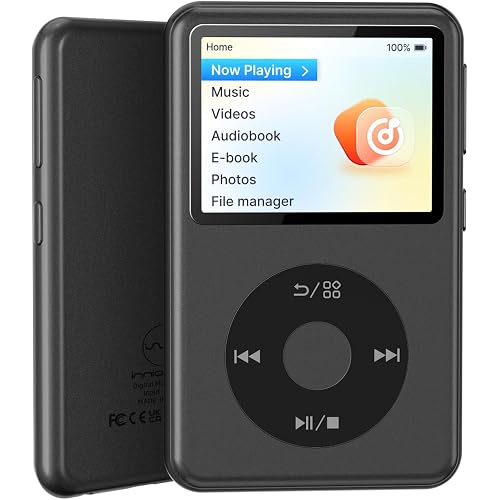 Innioasis Y2 Mp3 Player with Bluetooth, Lossless DSD DAC FLAC Support, Portable 8GB Classic Dedicated Audio Music Player with Playlists, Supports up to 2TB Black