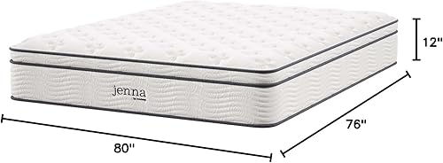Miniatura 43 de Modway Jenna - Colchón King de muelles interiores (8 pulgadas), Tela, Blanco
