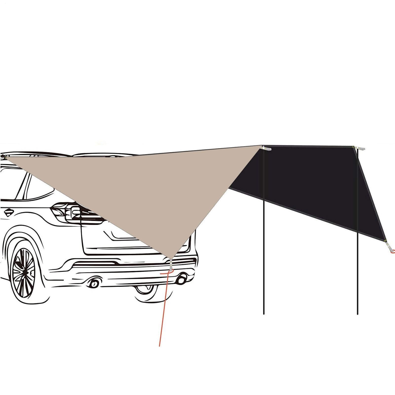 Tenda da Sole Auto Tettuccio Impermeabile Protezione UV 2,7 x 3,4 m | Tettuccio auto antivento e protezione UV Per Parcheggio All'Aperto Veicoli Camper SUV Camion Lato Posteriore