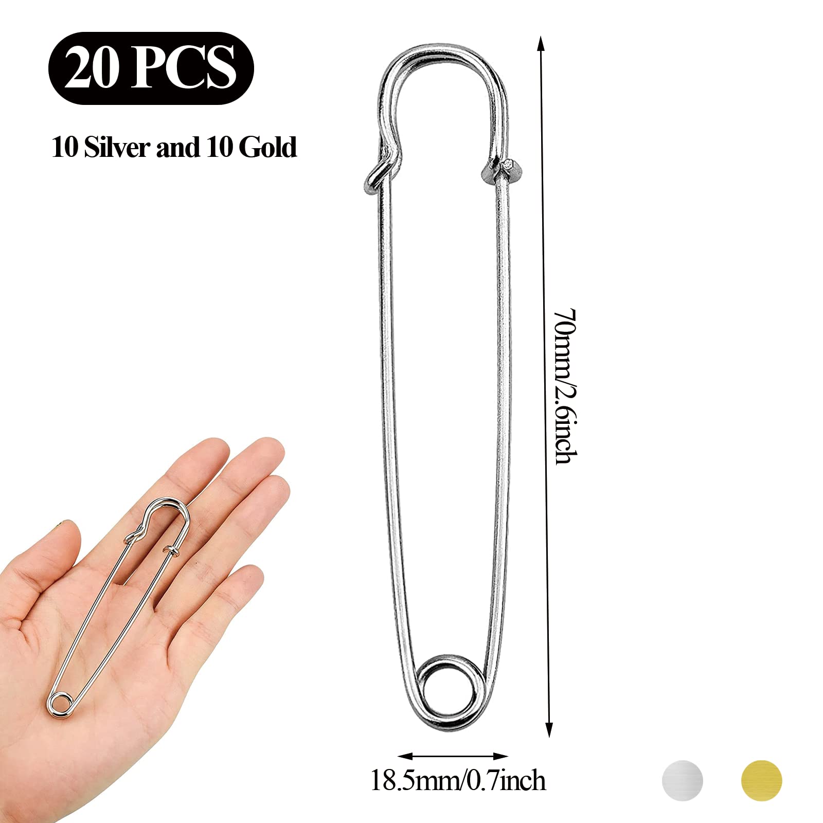 Lot De 30 Grandes Épingles De Sécurité Heavy Duty - Extra Larges - 7 Cm