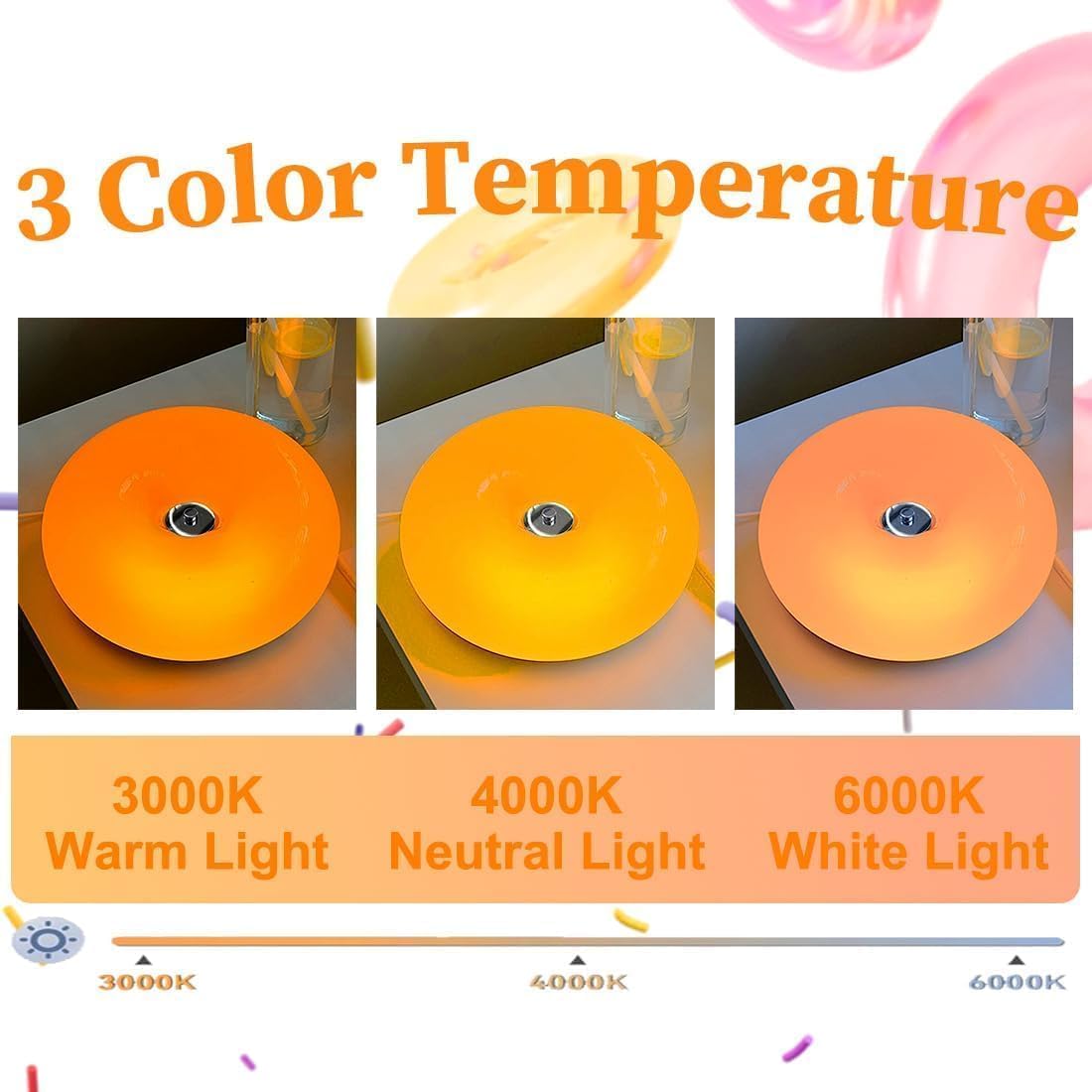 Lampada da Comodino in Legno di Ciambella, Tavolo in Vetro variabile, 3 Temperature di Colore, con Telecomando e Interruttore cablato, connessione di Ricarica USB per la
