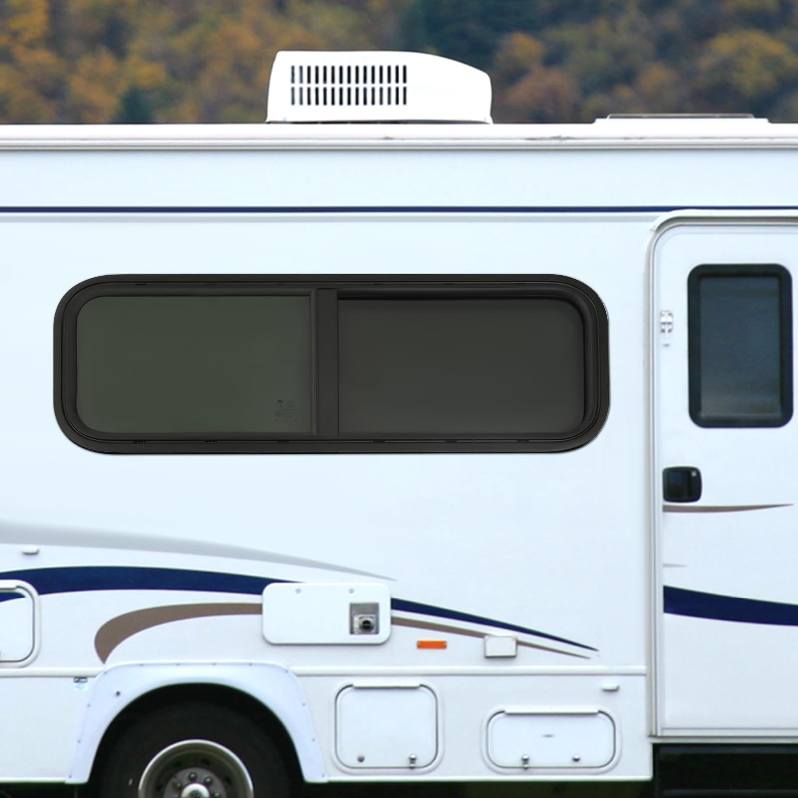 900x300mm Finestra per camper con finestra scorrevole con zanzariera, nero, telaio in alluminio, universale per camper, roulotte, roulotte Airstream, furgone