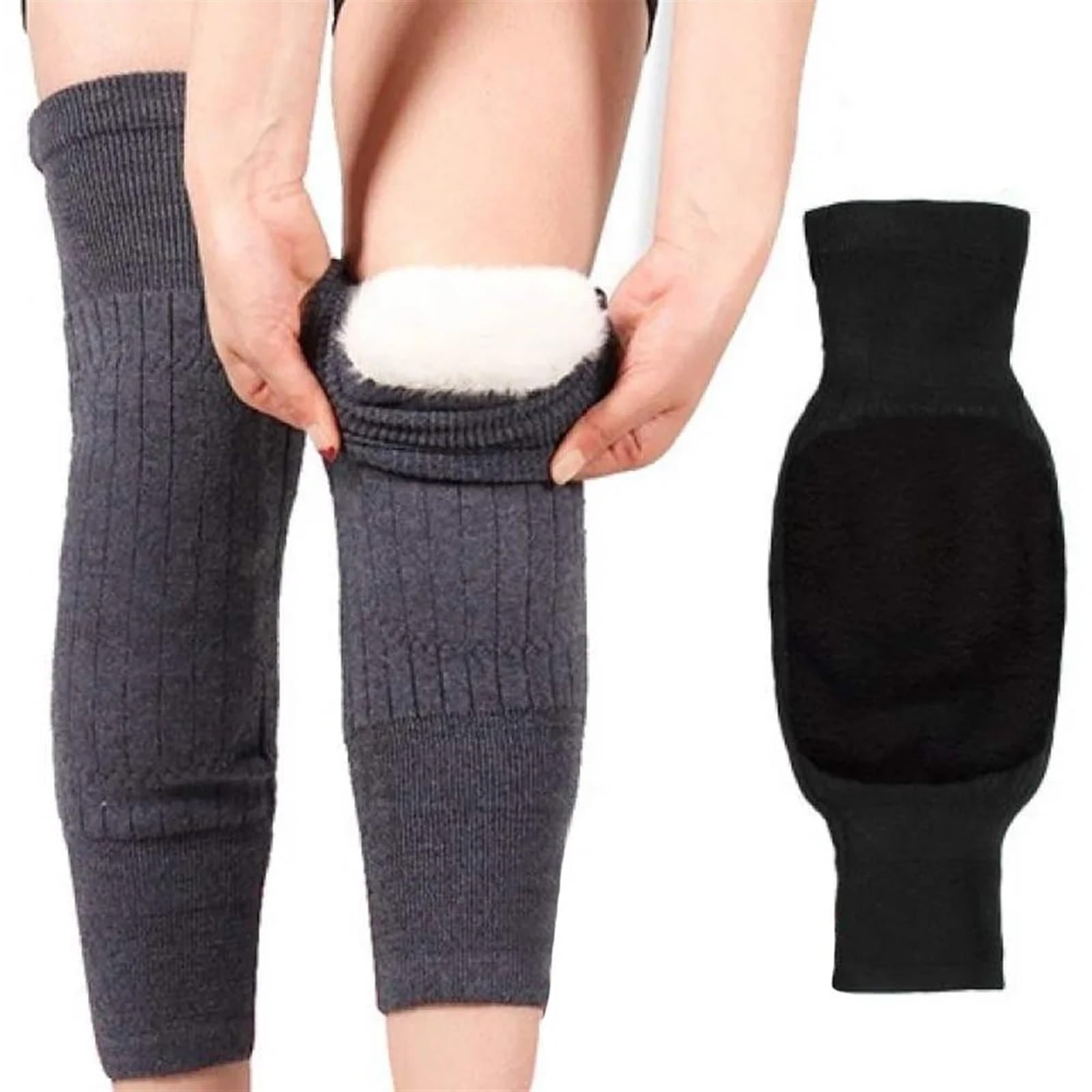 Knee Warmer for Men Women 1 Pair Winter Knee Pads Warm Men Women Double Thick Wool Protection Knee Plus Velvet Wind And Cold Protective Warm Thicken Thermal Knee Brace (Color : T11, Size : 35-60kg f