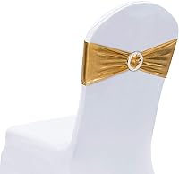 Vista 23 de Obstal 50 cintas elásticas de elastano para sillas de recepción de boda, bandas elásticas universales para sillas con hebilla deslizante para Negro