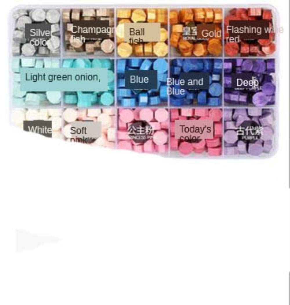 Ensemble de cire de laque en boîte transparente de 24 couleurs, tampons clairs, personnalisation de particules de joint de poudre d'or -15 couleur 1