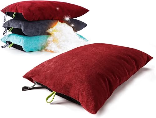 ZOOOBELIVES AlpliveS2046 - Almohadas rellenas de plumón para campamentoviajes, funda suave lavable, almohada de campamento para cuello y soporte