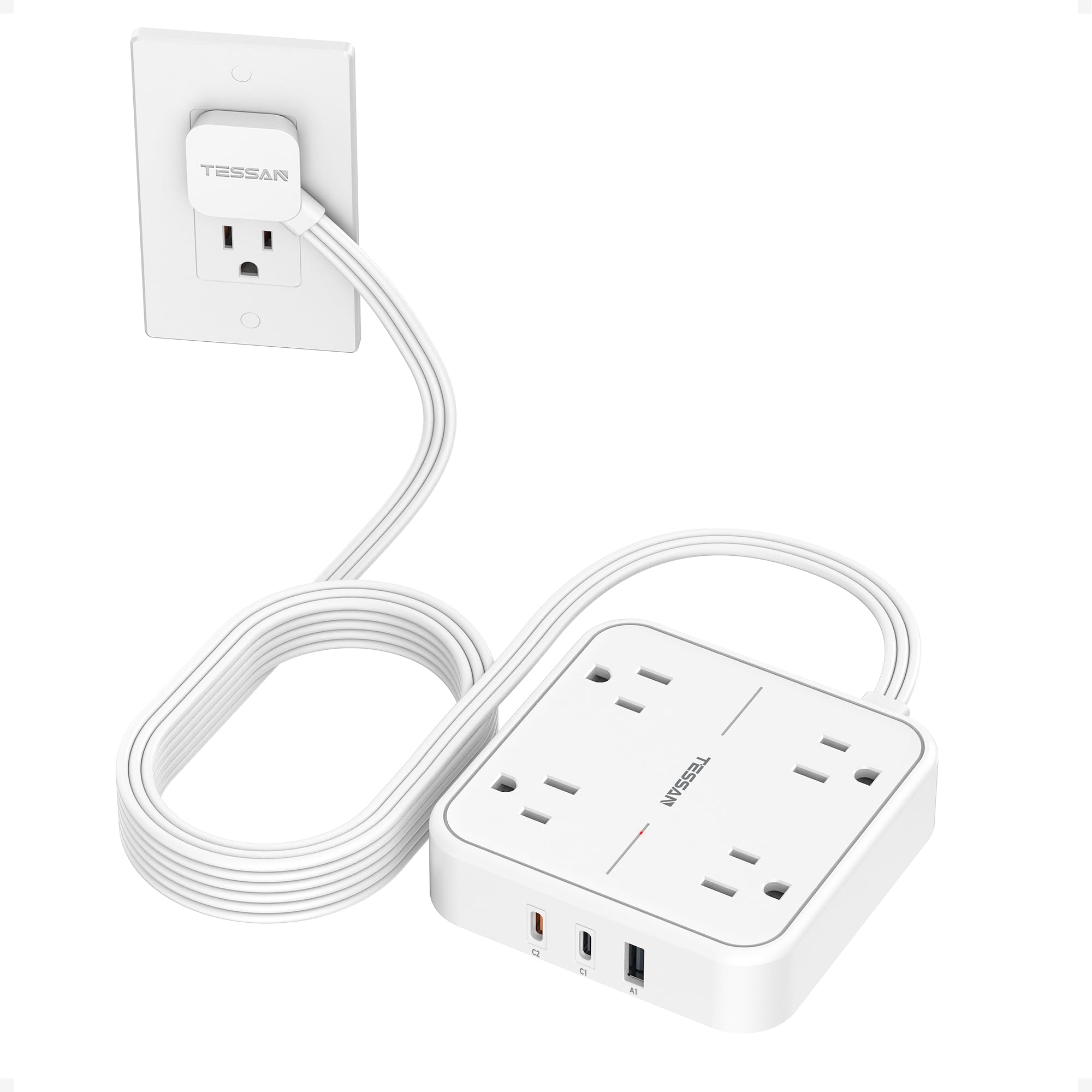 TESSAN Surge Protector Flat Extension Cord 5 Ft, Ring Plug Power Strip — Amazon image 23