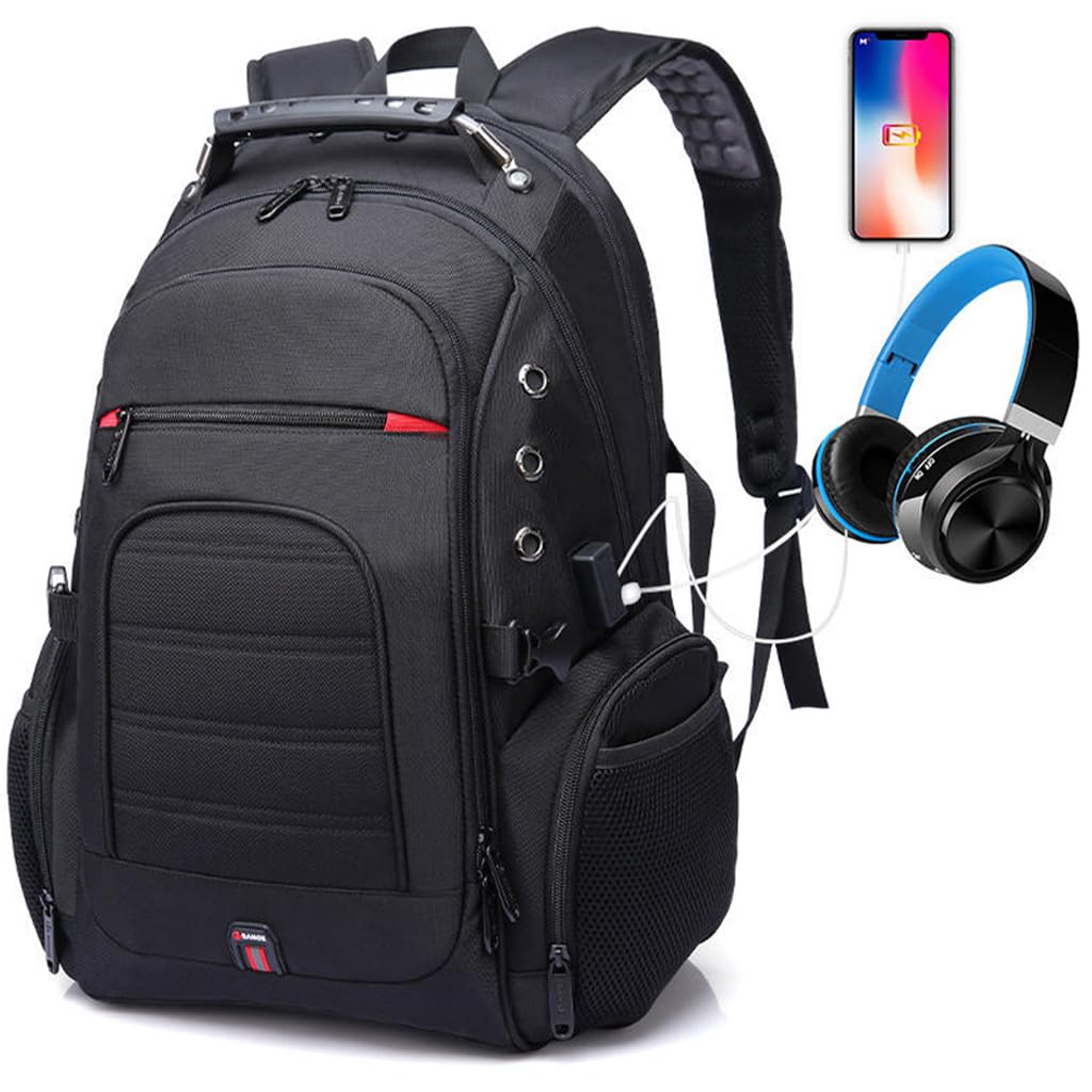 40L Anti-Theft Laptop Backpack, Water-Resistant Oxford Travel Bag with USB Charging Port/Headphone Access/Multi-Compartment Storage/15.6” Laptop Protection for Work, College, Business, Travel-image-22