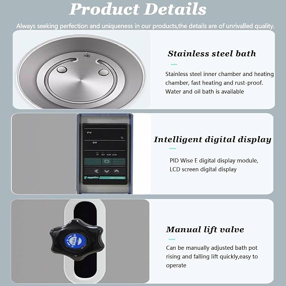 Digital Thermostatic Water Bath, Lift Type Lab Water Bath, 2/3/5l Digital Heating Device with Stainless Steel Liner, LED Display & Precise Temperature Control, for Laboratory Chemistry Experiments 2L