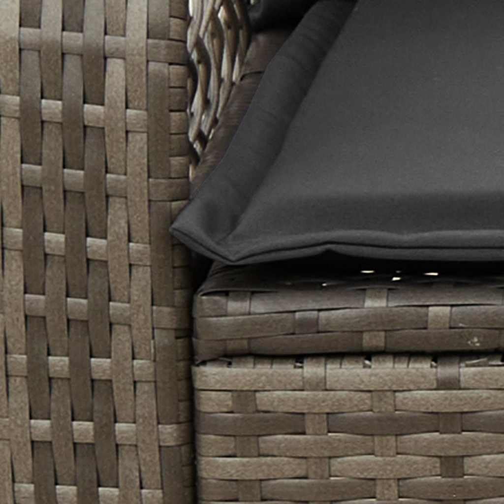vidaXL Garten-Schaukelstuhl mit Kissen Grau Poly Rattan, Gartenstuhl, Gartensessel, Outdoor-Schaukelstuhl, Schaukelsessel, Schwingsessel