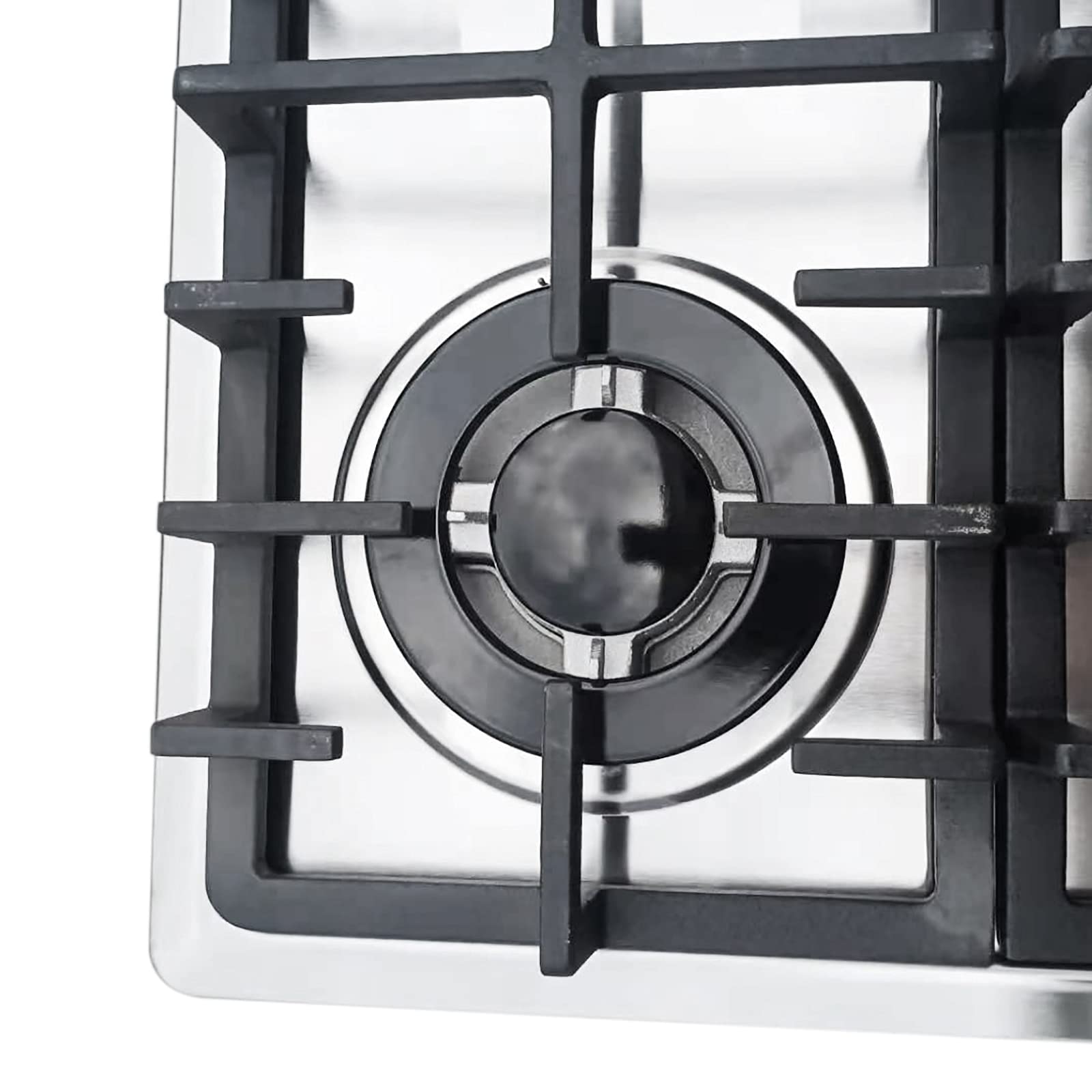 4 Burner Gas Stove Built-in Gas Stove for Professional Cooks Home Use Stainless Steel Natural Gas Propane Gas with Iron Brackets 51 x 59 cm