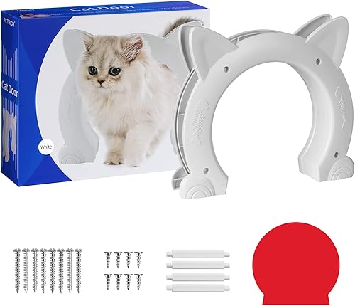 Puerta interior para gatos, puerta de gato sin solapa para puerta interior, puerta interior para gatos de hasta 21 libras, fácil instalación de