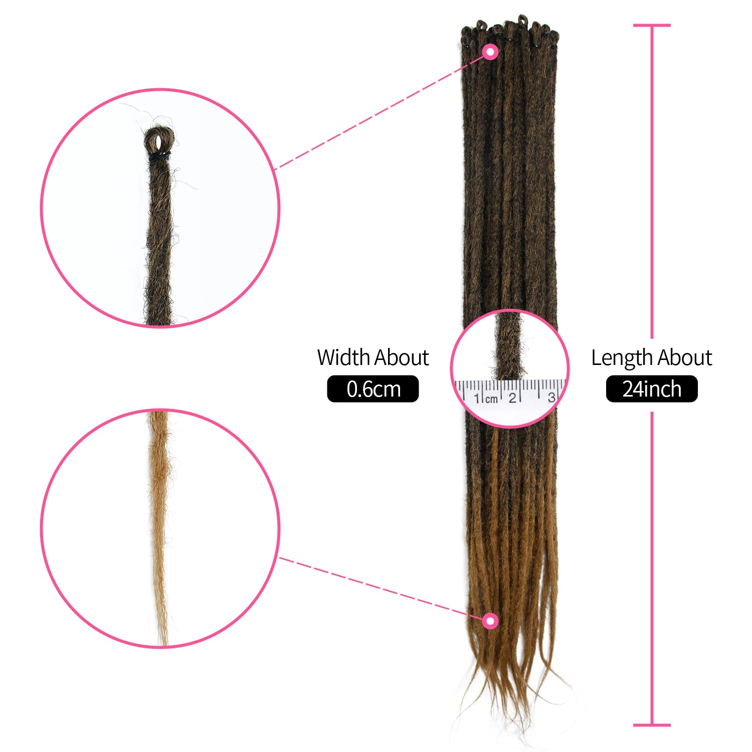 Set Aghi Uncinetto Per Dreadlocks 0,75 Mm - 6 Pezzi In Acciaio Con Manico In Bambù