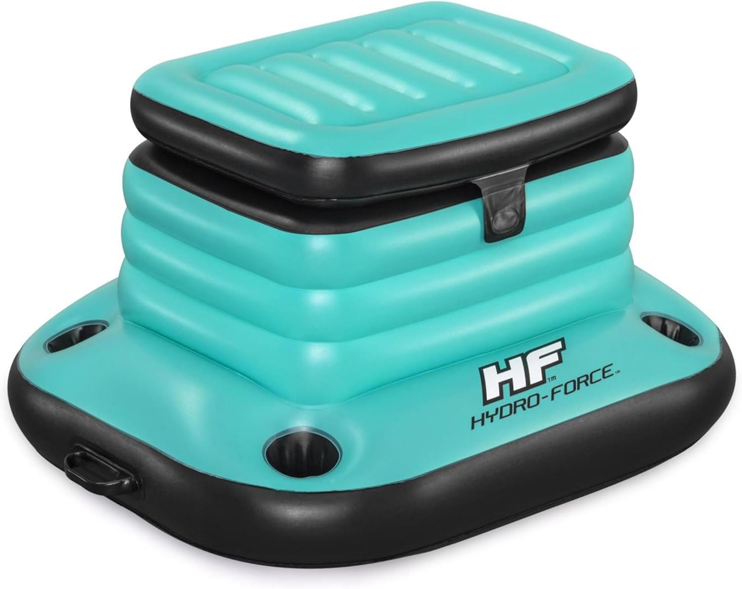 Bestway Hydro Force: Glacial Sport Cooler - Inflatable Water Cooler, 34.5" x 30" - Teal & Black, 9.43 Galloon, Insta-Shield Material, Puncture Resistant, 4 Built-in Cupholders, Water Floating Cooler