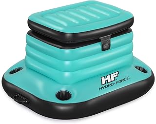 HYDRO FORCE Bestway Glacial Sport 9.43 Gallon Vinyl Inflatable Floating Cooler with Integrated Cupholders for Pools, Beaches, and Lakes, Teal