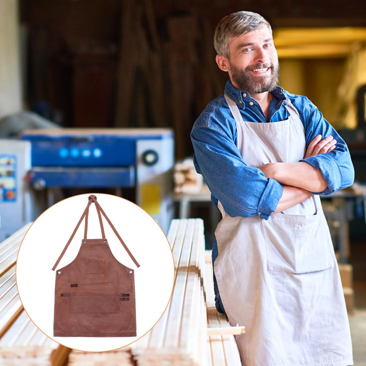 Holzbearbeitungsschürze Mehrfachtaschen Gewachstem Canvas