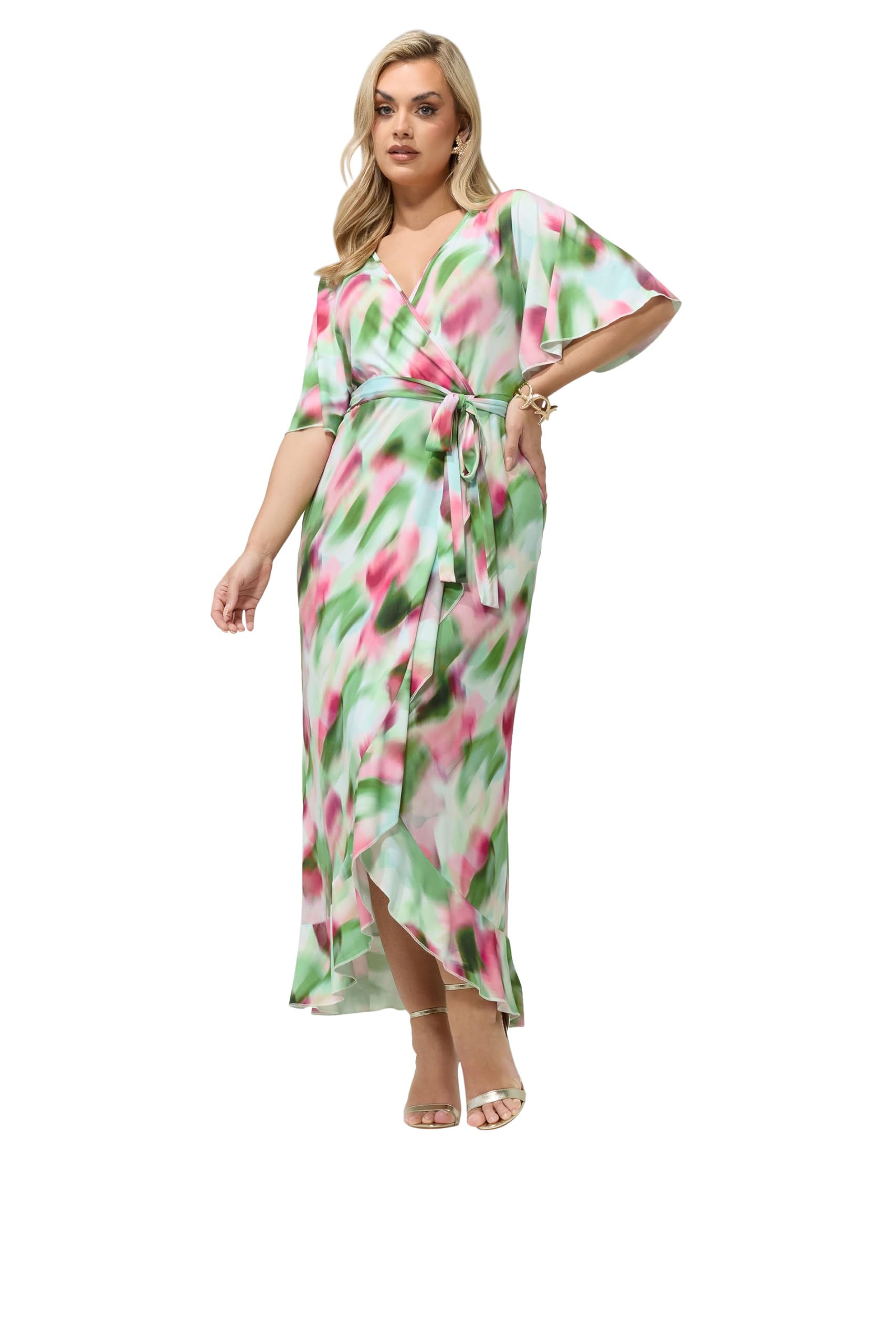Yours London Curve Abstract Ruffle Hem Wrap Dress - Women's - Size 22