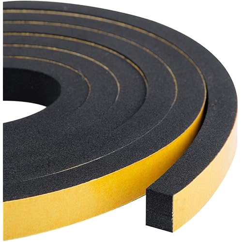 High Density Foam Tape-2 Rolls, 1/2 Inch Wide X 3/8 Inch Thick,Self Adhesive Weather Stripping Insulation Foam Neoprene Weather StrippingTotal 13 Feet Long（6.5ft x 2 Rolls）