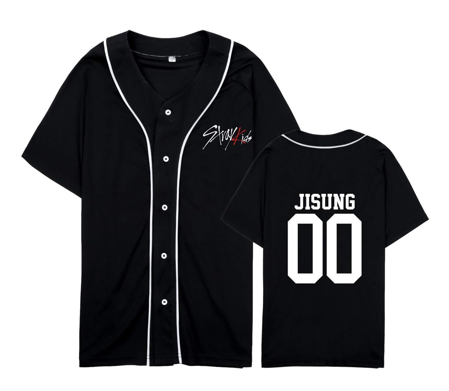 Stray-K T-Shirt de Baseball – Cardigan d'été pour Les Fans de Kpop, Stay et Les Amateurs de Groupe, Noir-6., S