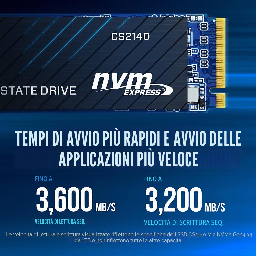 PNY CS2140 1TB M.2 NVMe Gen4 SSD interno