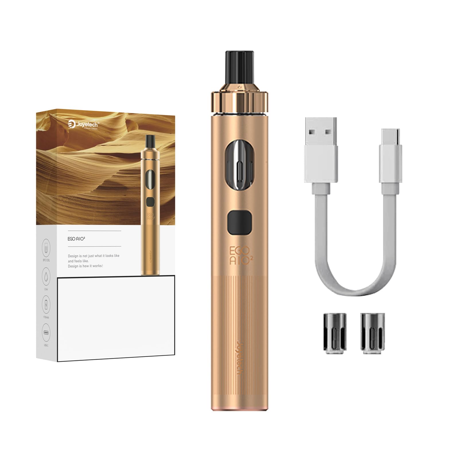 e zigarette im büro rauchen JOYETECH EGO AIO 2 Kit für elektronische Zigaretten, nikotinfreier Vape 0,8  Ohm BFC Coil, 1700 mAh, USB-C, 2 ml Fassungsvermögen, kompatibel mit Coils  der BF-Serie, Vape ohne Tabak: Amazon.de: Elektronik & Foto
